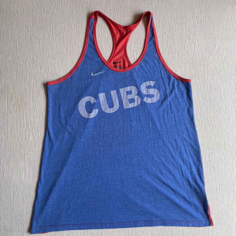 Nike Chicago Cubs Tank Top XL Blue Red Racerback MLB Baseball Loose Fit